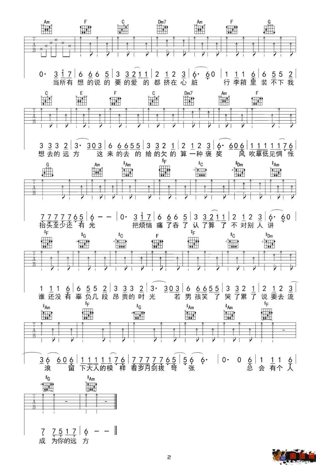 毛不易《牧马城市》吉他谱-C调简谱