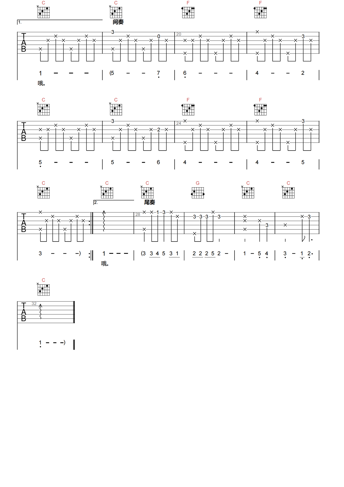 宝宝巴士《我会自己上厕所吉他谱》C调原版弹唱谱简谱