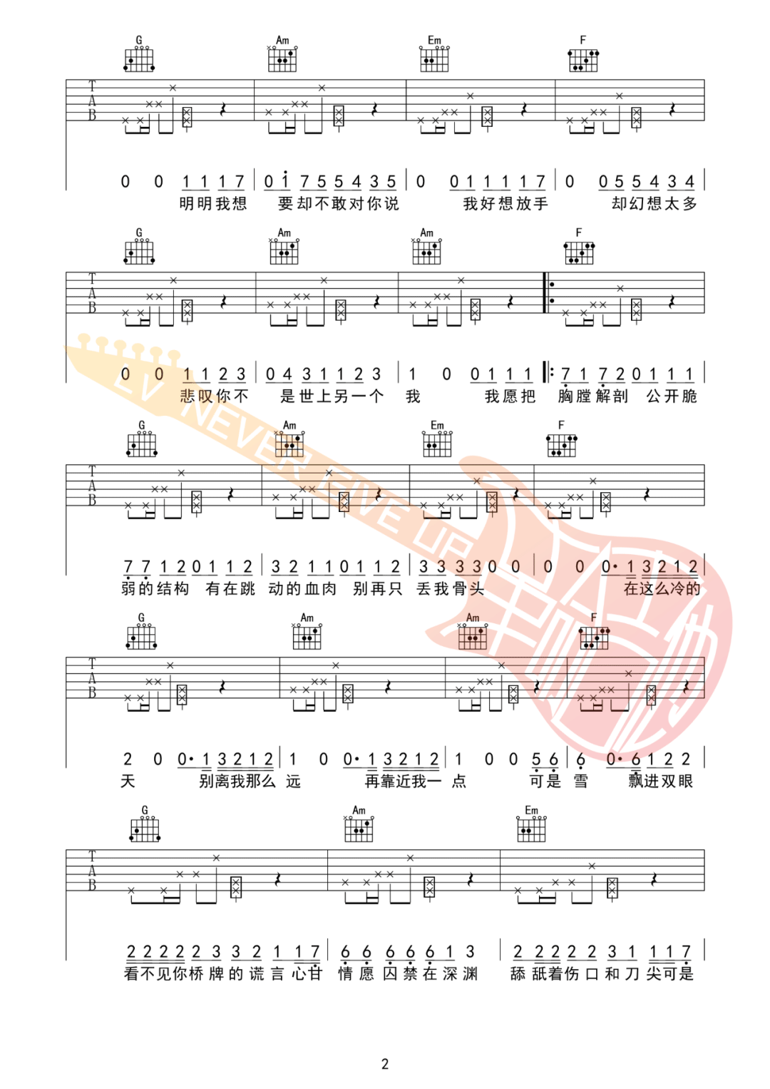 雪Distance吉他谱-Capper/罗言-C调原版弹唱谱-附教学简谱