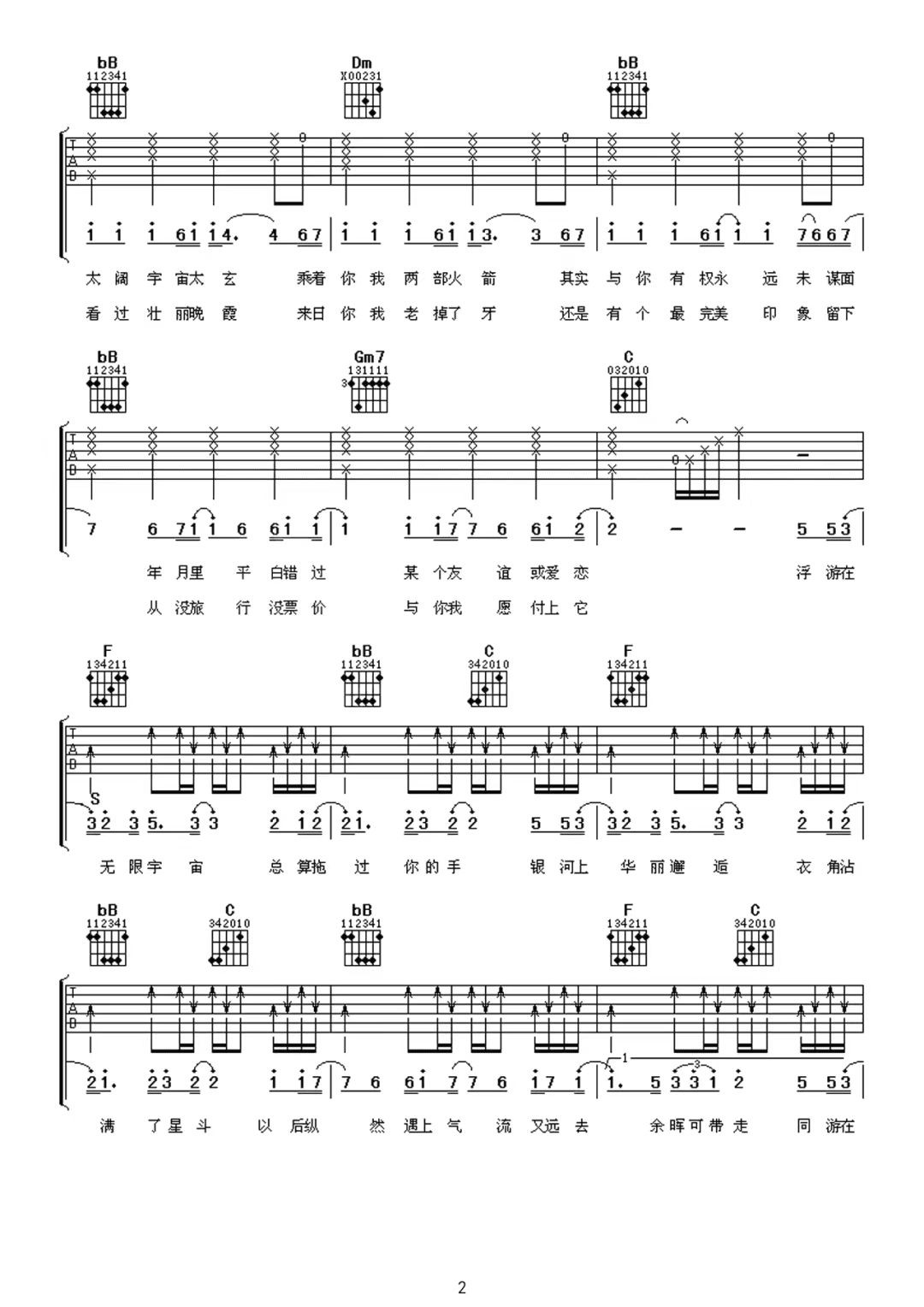 容祖儿《华丽邂逅》吉他谱-C调简谱