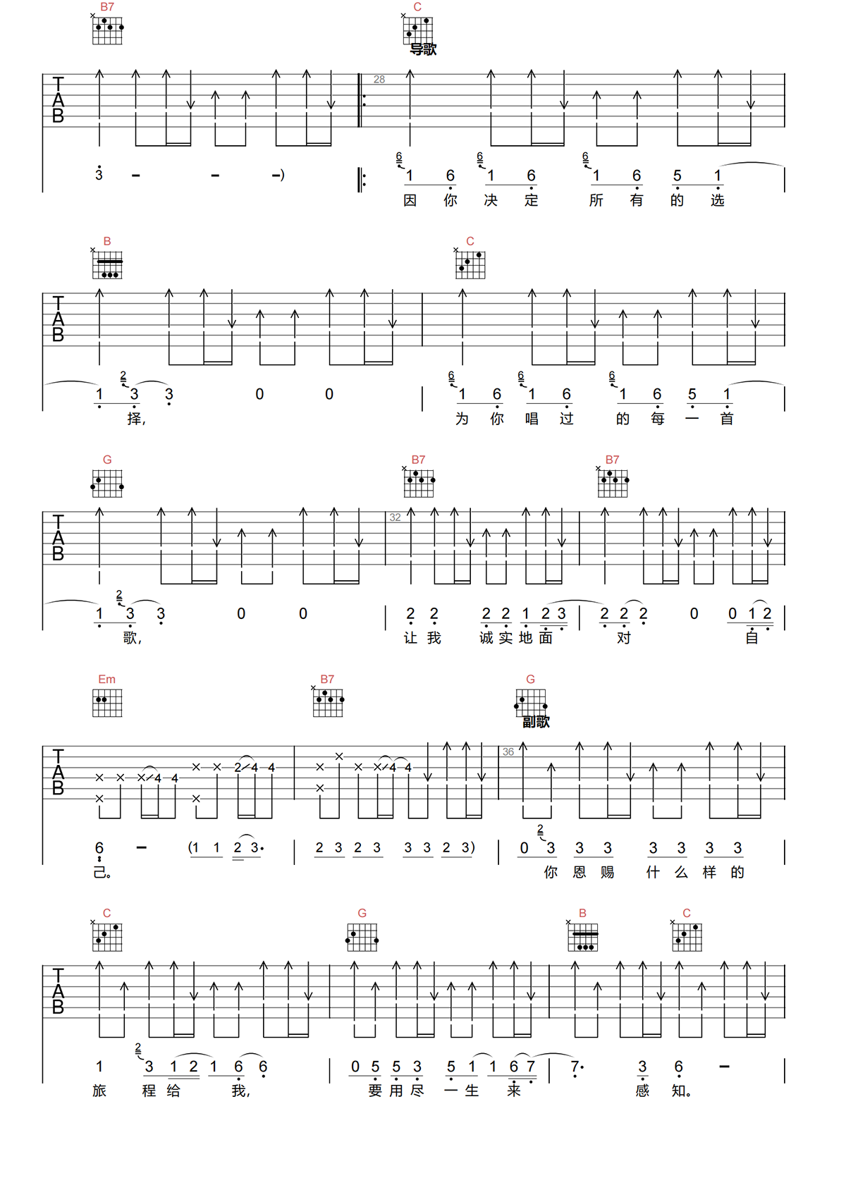 灵岩吉他谱-许巍《灵岩》G调吉他谱-原版弹唱谱简谱