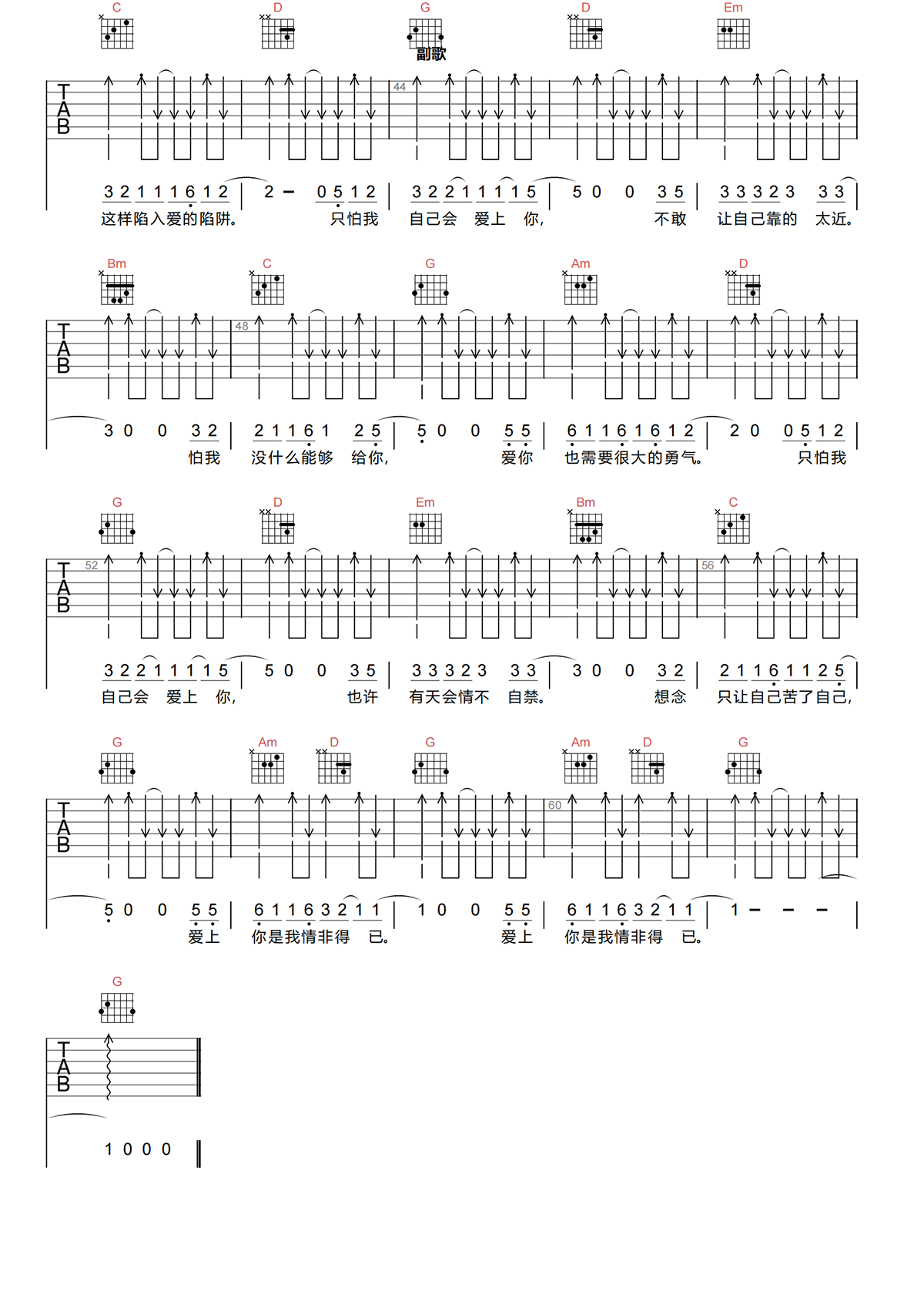 情非得已吉他谱-庾澄庆-情非得已G调弹唱吉他谱简谱