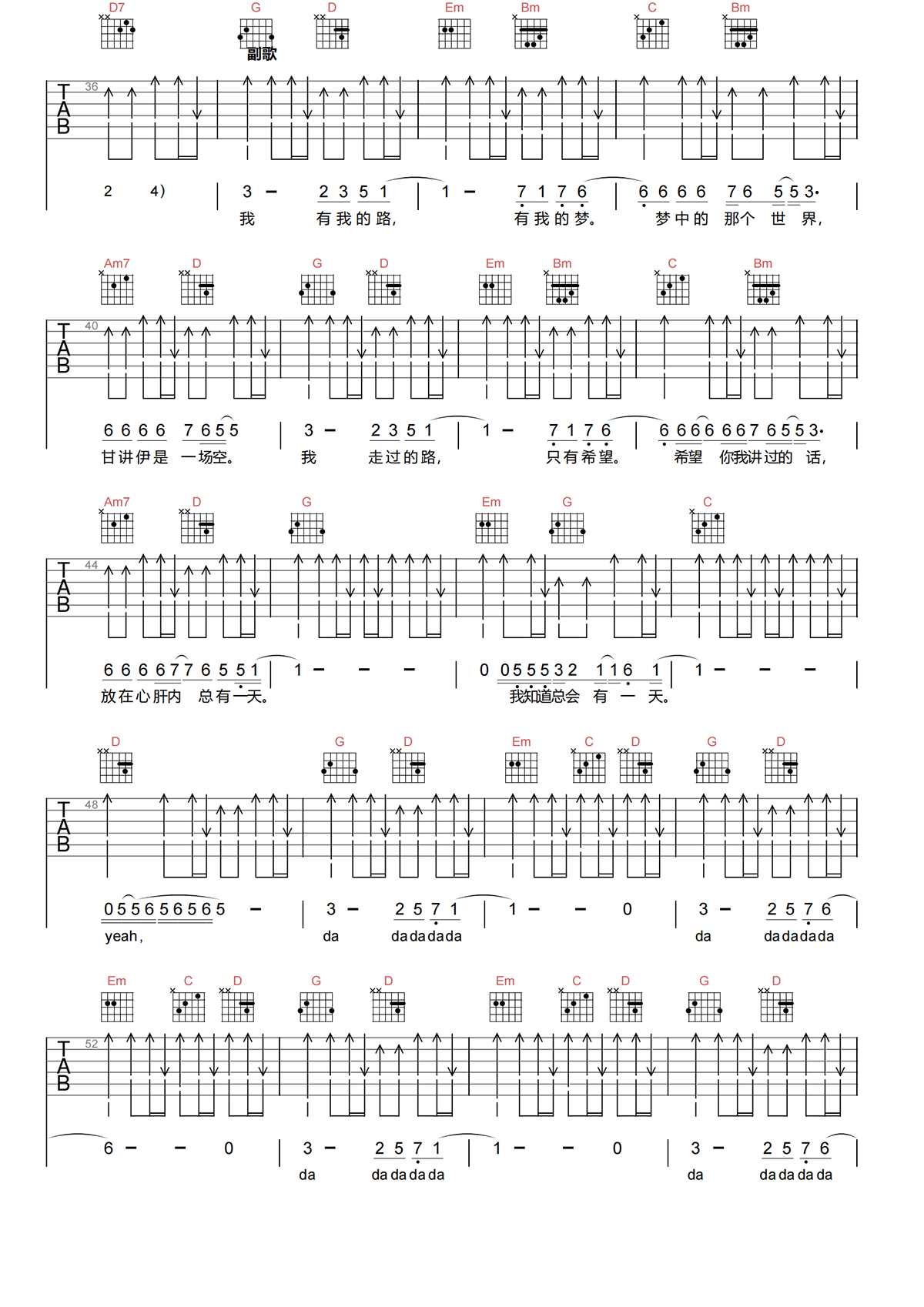 五月天《憨人》吉他谱-《憨人》G调扫弦弹唱吉他谱简谱