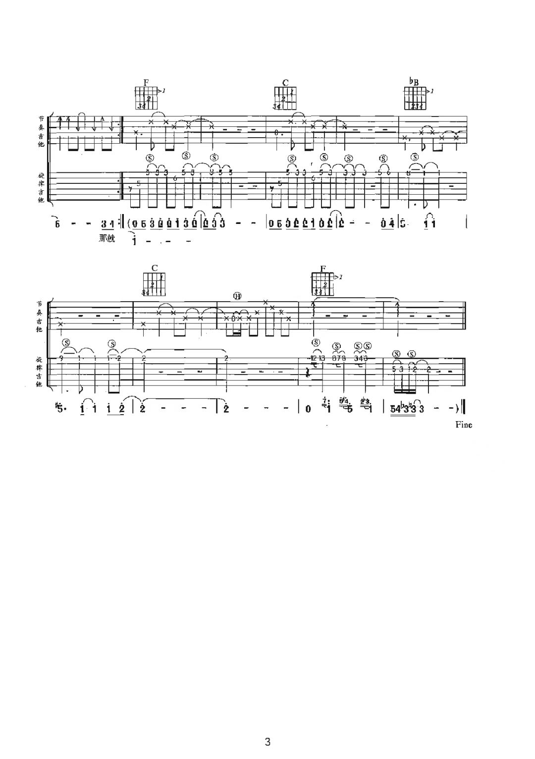 动力火车《那就这样吧》吉他谱-C调简谱