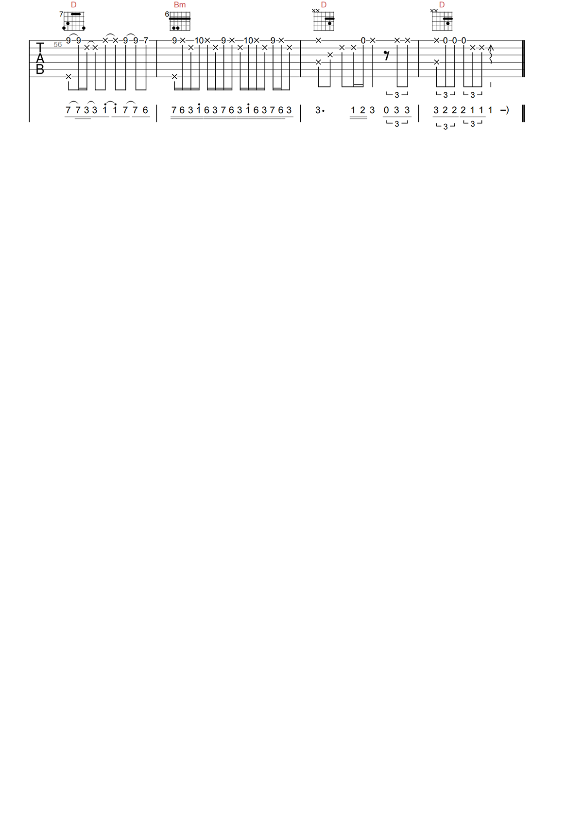 《活着便精彩》BEYOND D调原版吉他谱