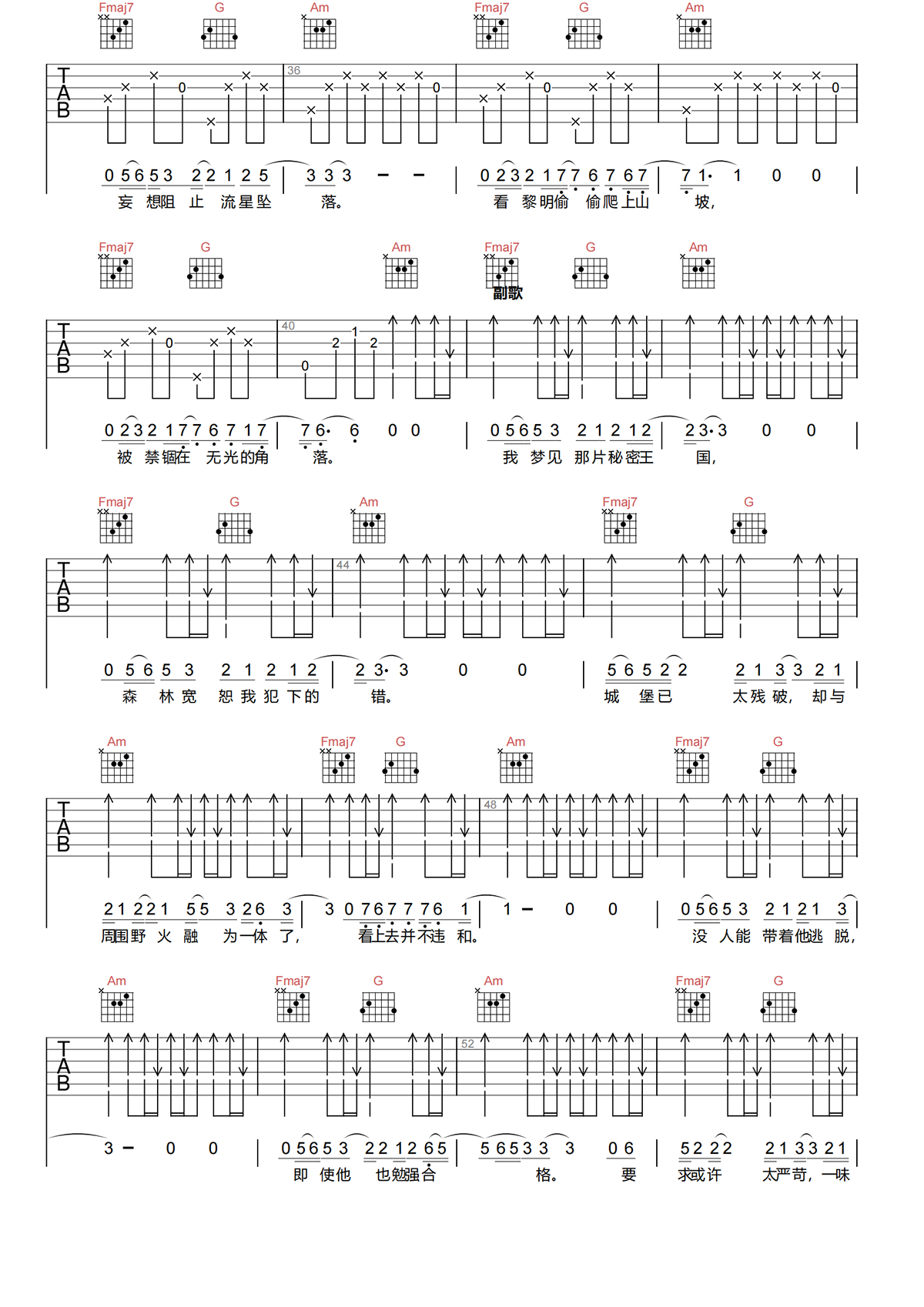 糜烂在夏天的秘密吉他谱-柠安-C调原版吉他谱简谱