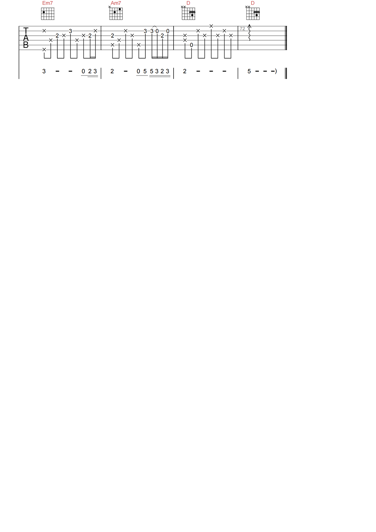 向云端吉他谱-小霞/海洋BO-向云端G调原版弹唱吉他谱简谱