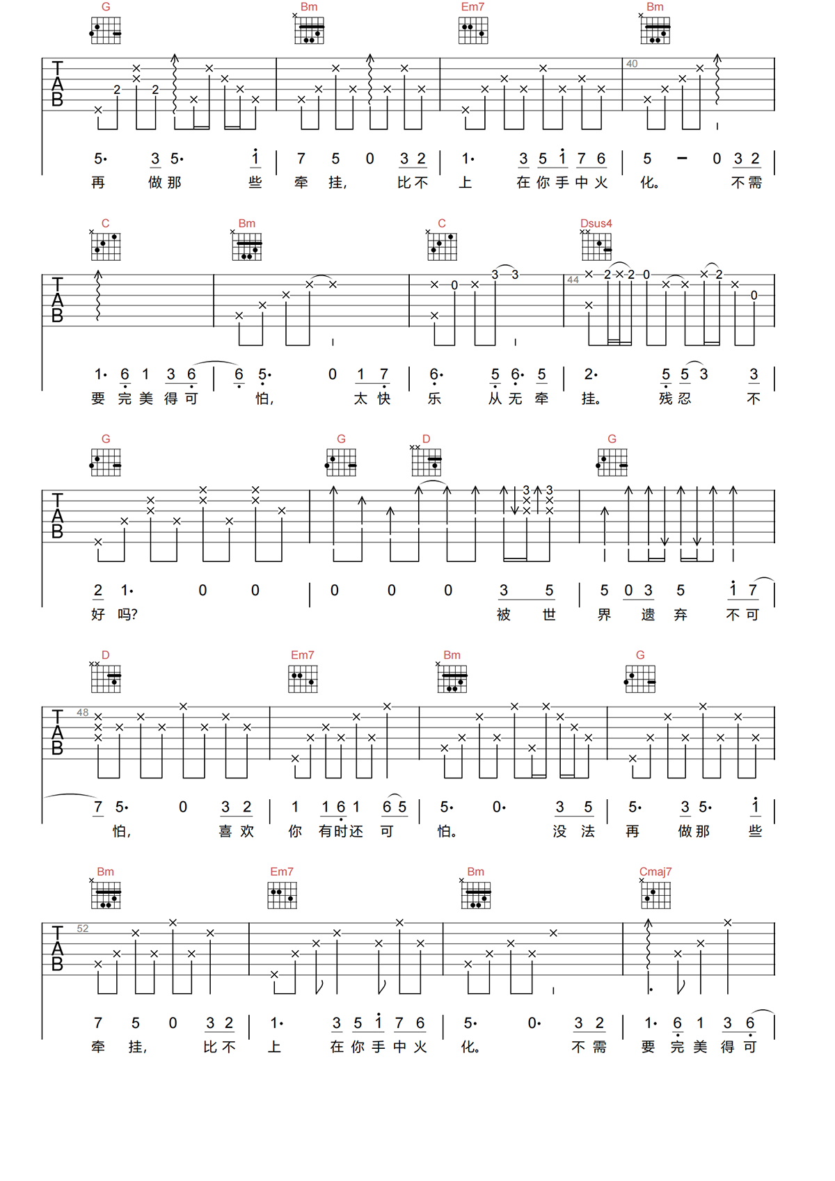 陈奕迅《垃圾》G调 吉他谱