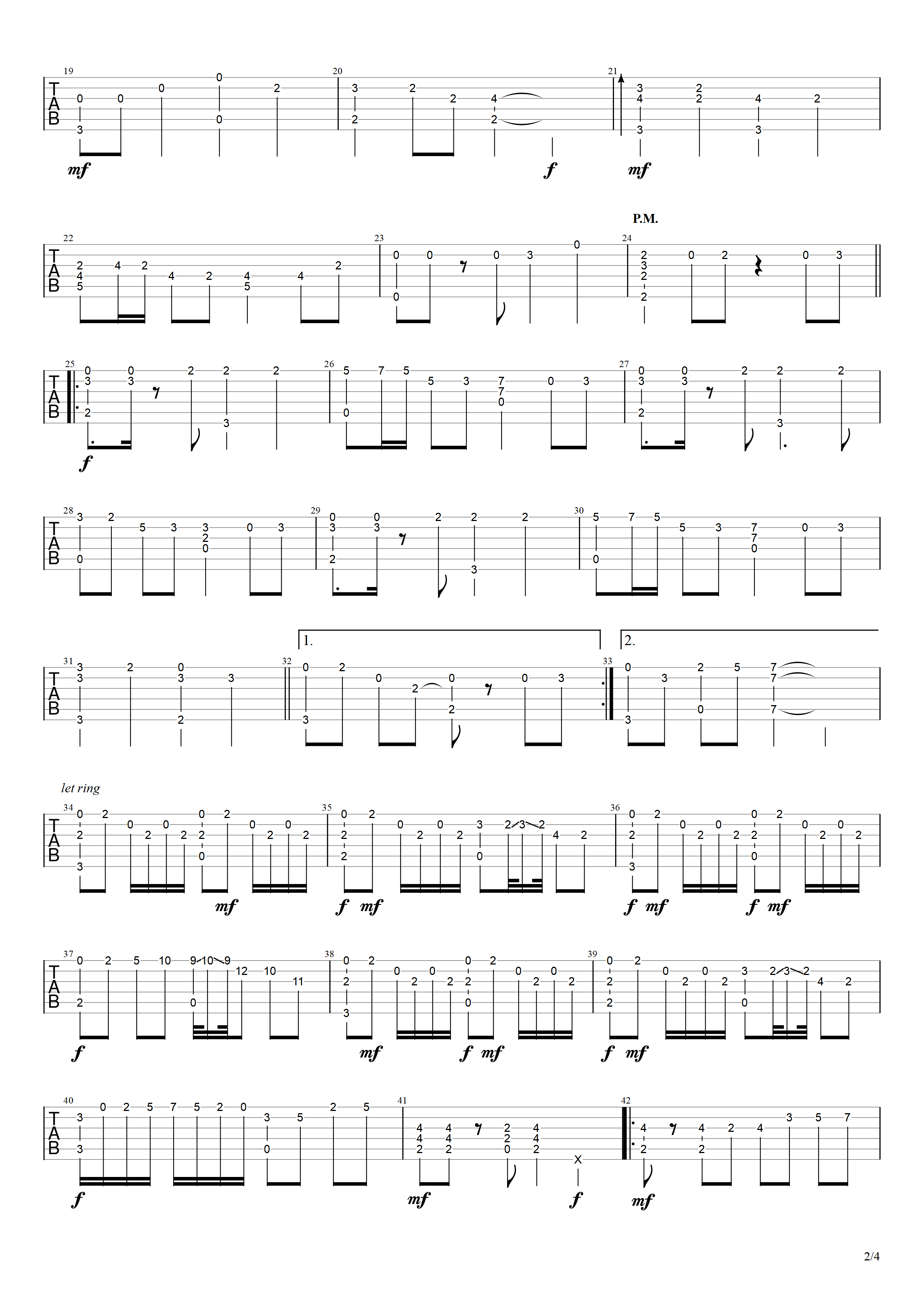 千本樱指弹吉他谱-井草圣二-独奏吉他谱简谱