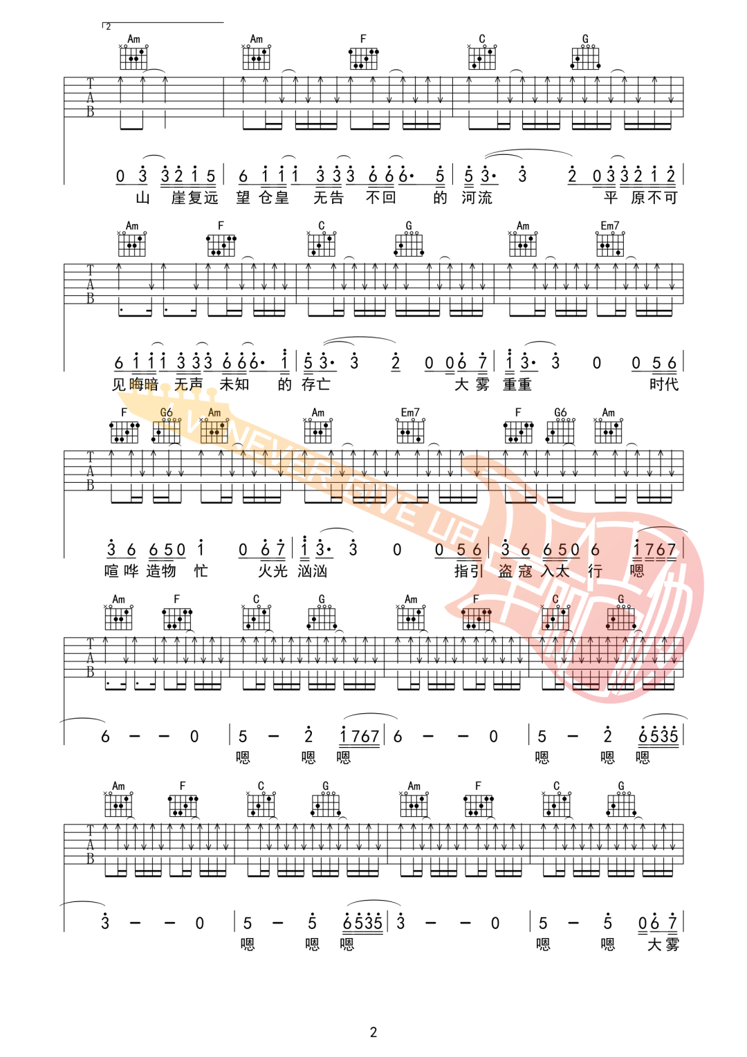 山雀吉他谱-万能青年旅店-C调弹唱谱-附教学简谱