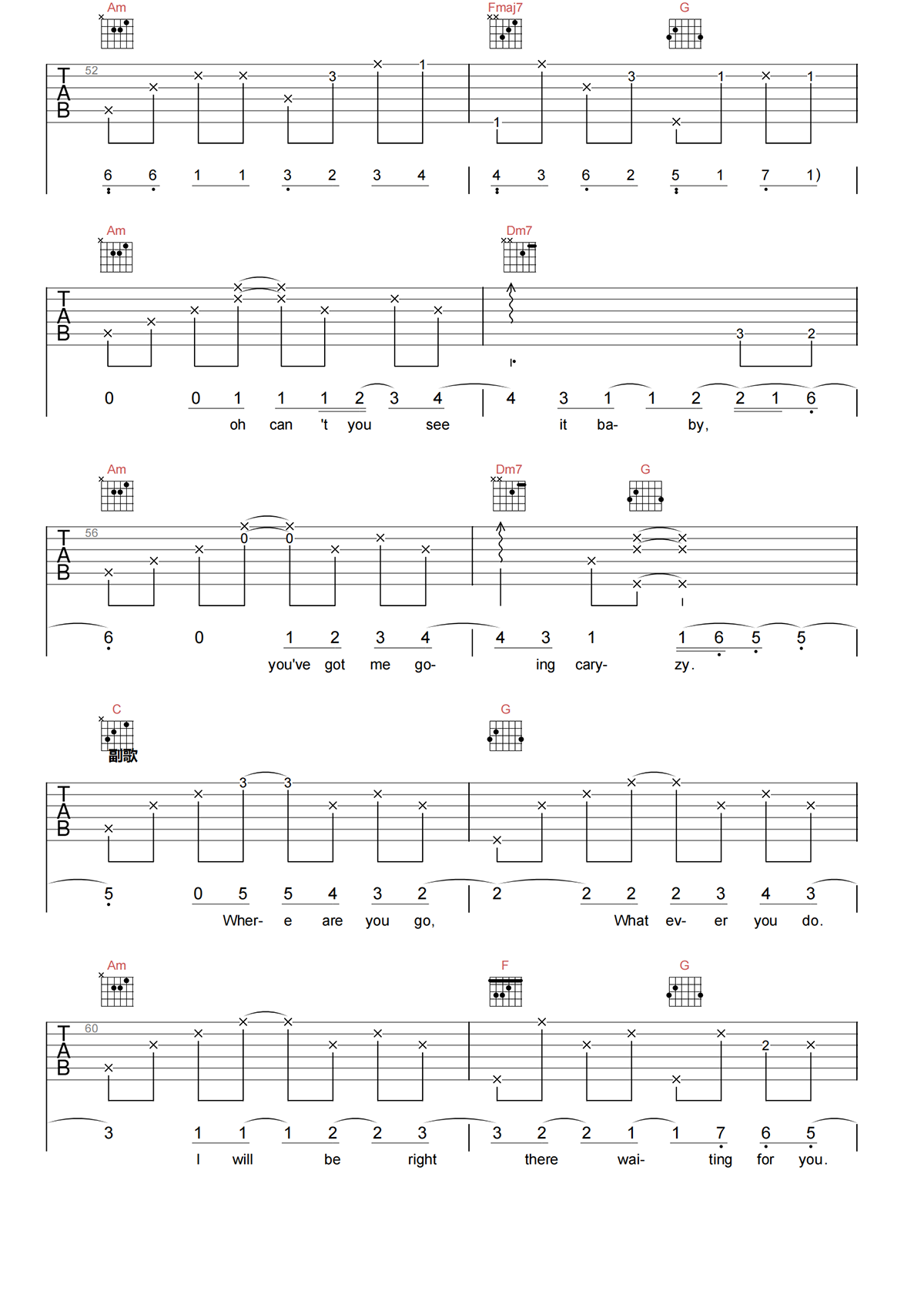 RIGHT HERE WAITING吉他谱-RIGHARD MARX-C调弹唱吉他谱简谱