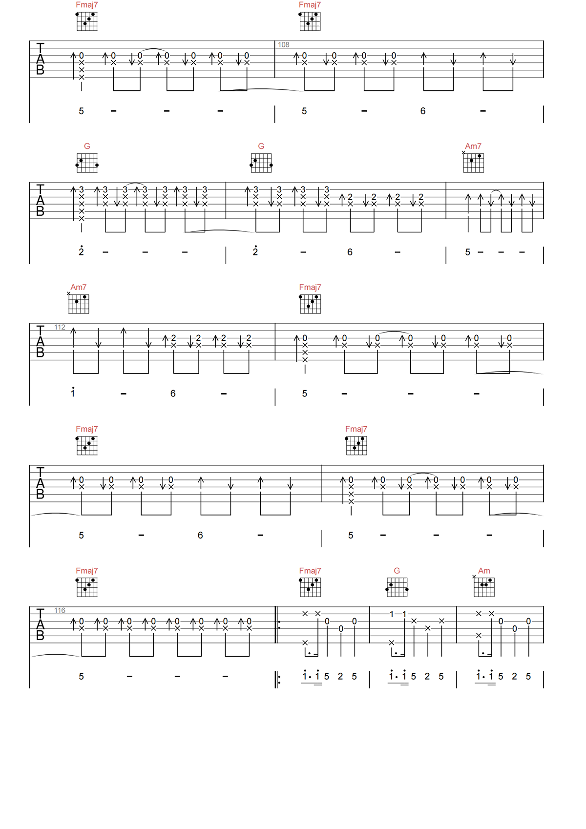 大雁吉他谱-马頔《大雁》C调吉他谱-原版弹唱谱简谱