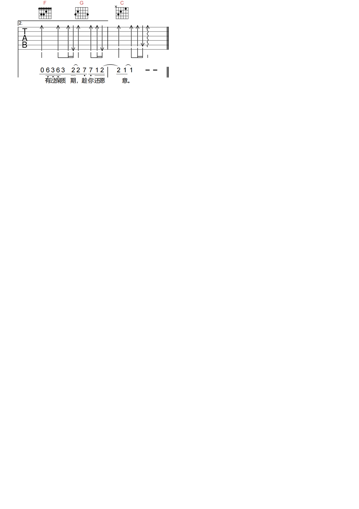 可不可以吉他谱-张紫豪-C调简单原版弹唱谱简谱