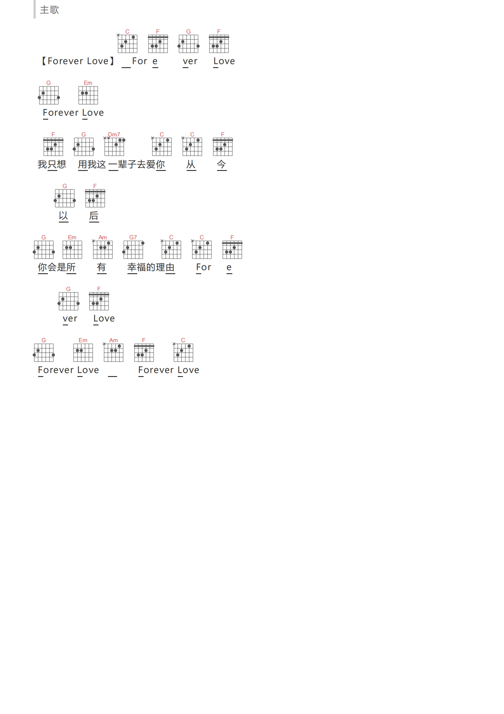 情歌王吉他谱-古巨基-情歌王C调弹唱和弦谱简谱