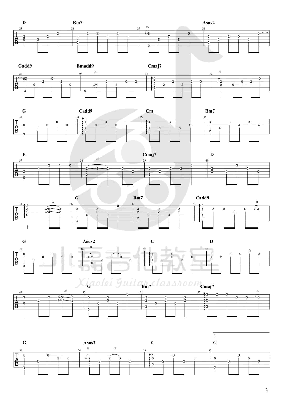 农夫渔夫指弹谱_大乔小乔_吉他独奏谱_指弹教学视频简谱
