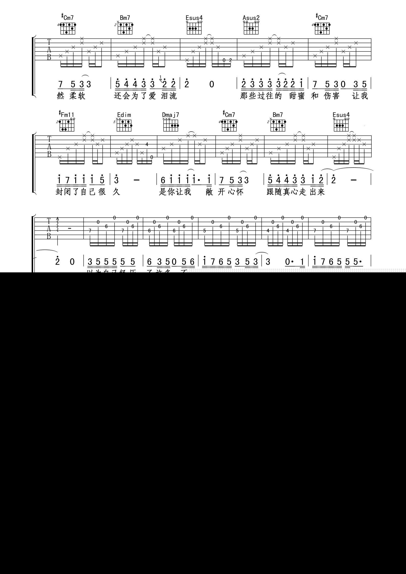 李健《日落之前》吉他谱-指弹谱简谱