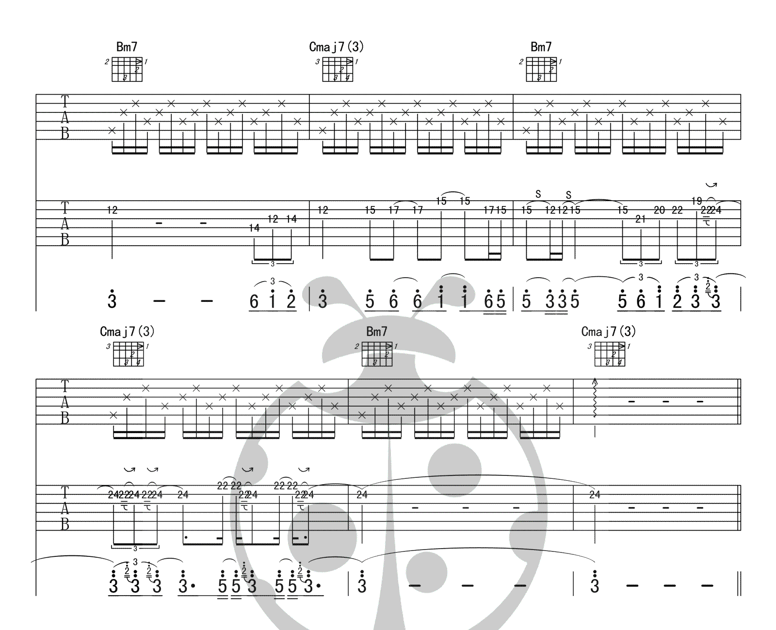 吻别吉他谱-张学友-吻别G调完美原版吉他谱简谱