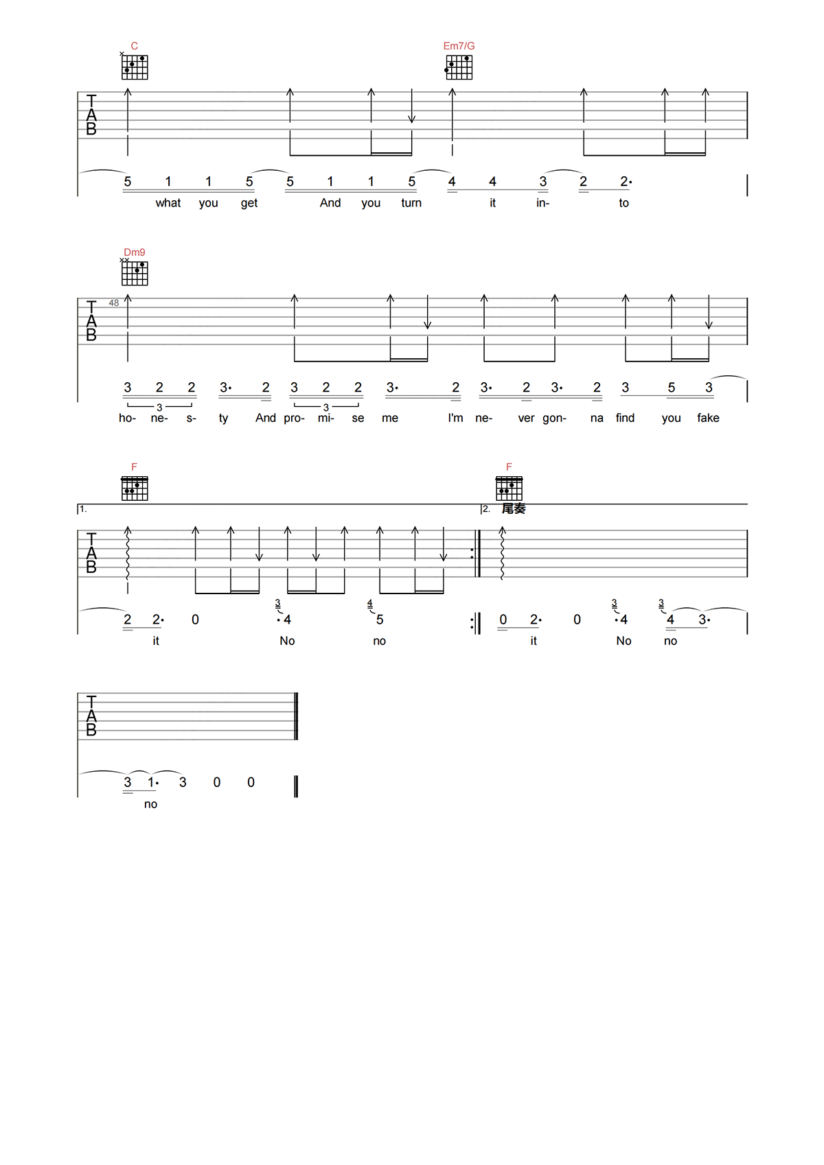 Avril《complicated》吉他谱-C调原版弹唱谱简谱