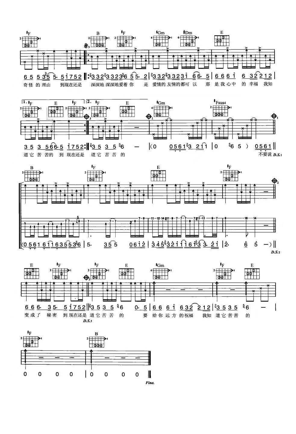 王心凌《我会好好的》吉他谱-C调简谱