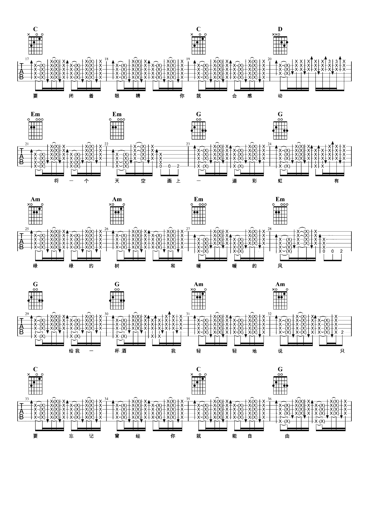 《美丽新世界》吉他谱-伍佰-G调精编版弹唱谱 《美丽新世界》吉他谱-伍佰-G调精编版弹唱谱