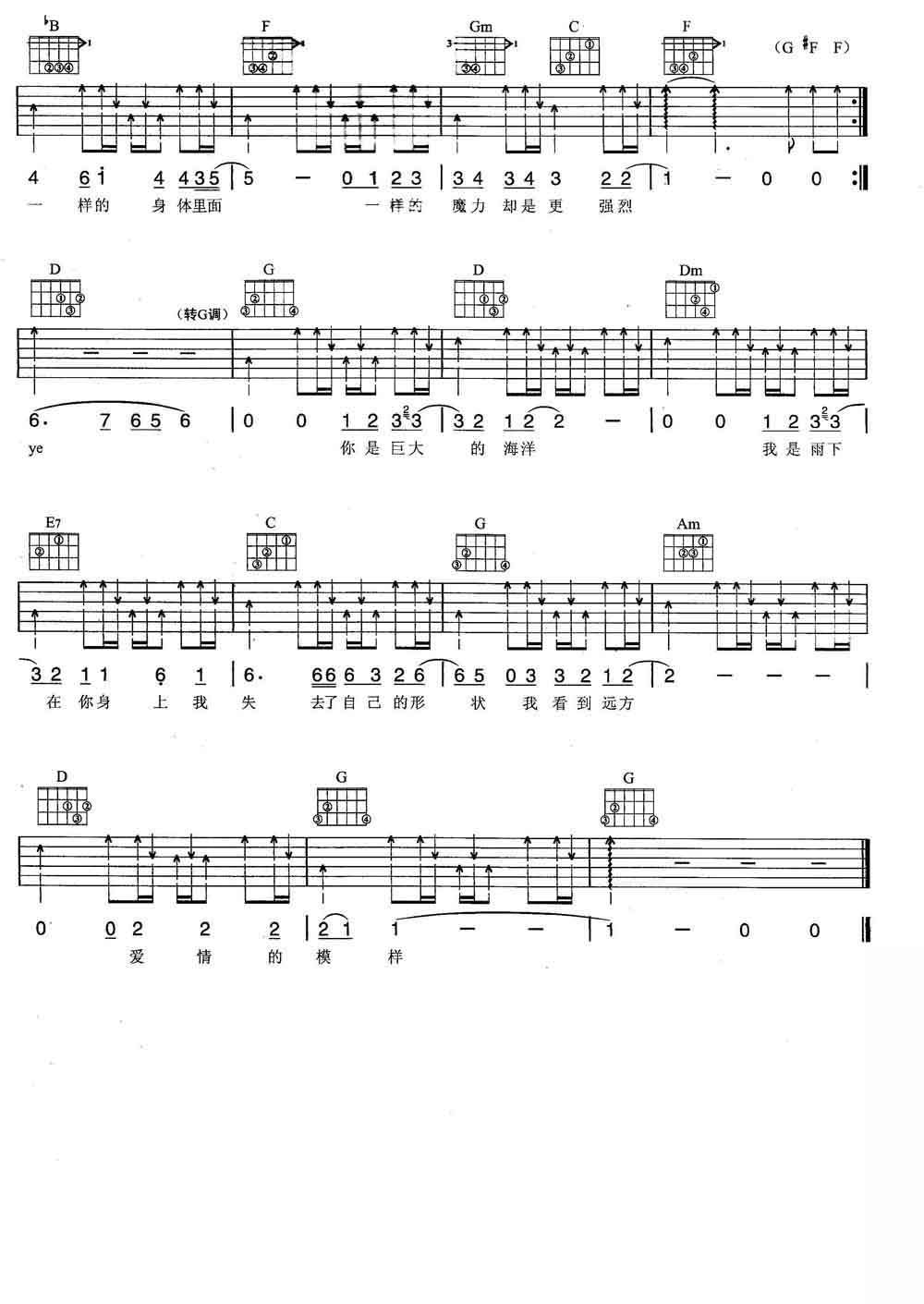 爱情的模样吉他谱-五月天-F调原版吉他谱简谱