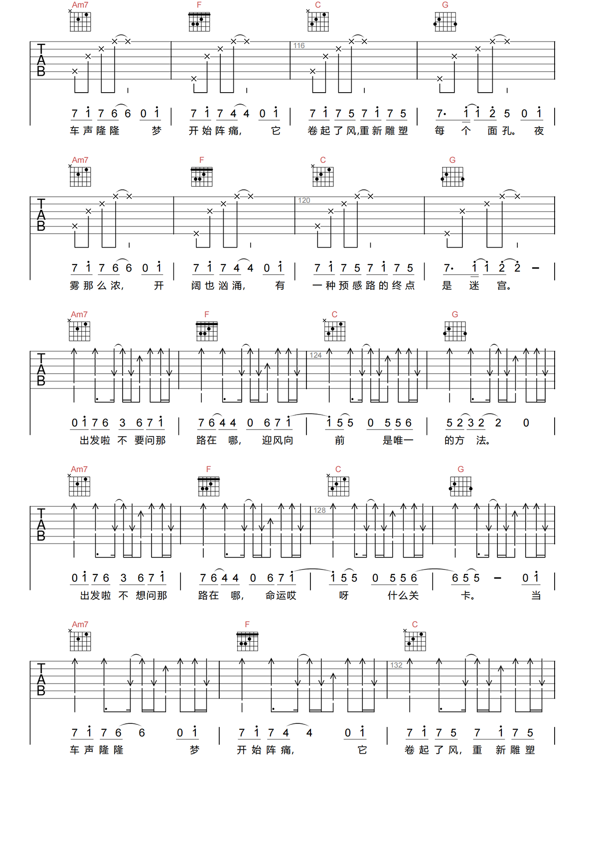 亡命之徒吉他谱-纵贯线-亡命之徒C调原版吉他谱简谱