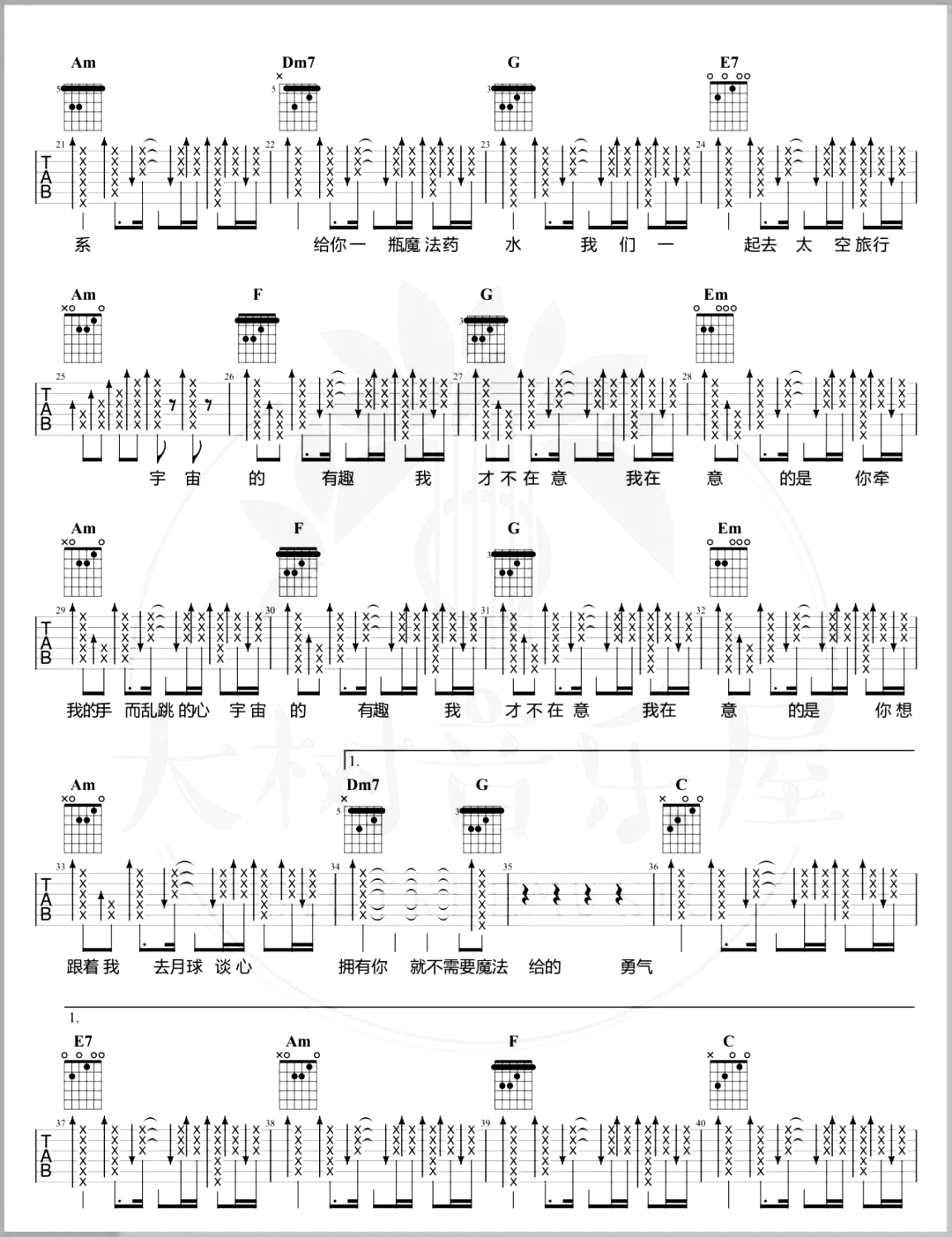给你一瓶魔法药水吉他谱-告五人-C调超还原版-吉他演示教学简谱