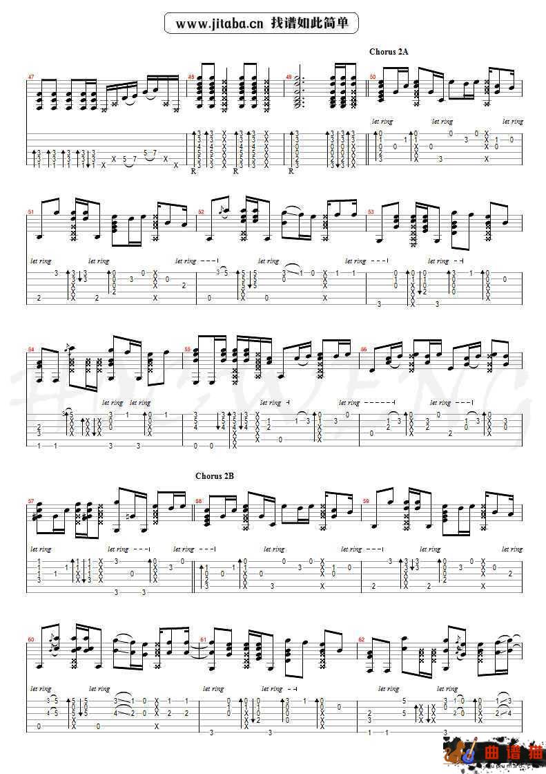 可惜没如果指弹吉他谱 林俊杰 吉他独奏谱简谱