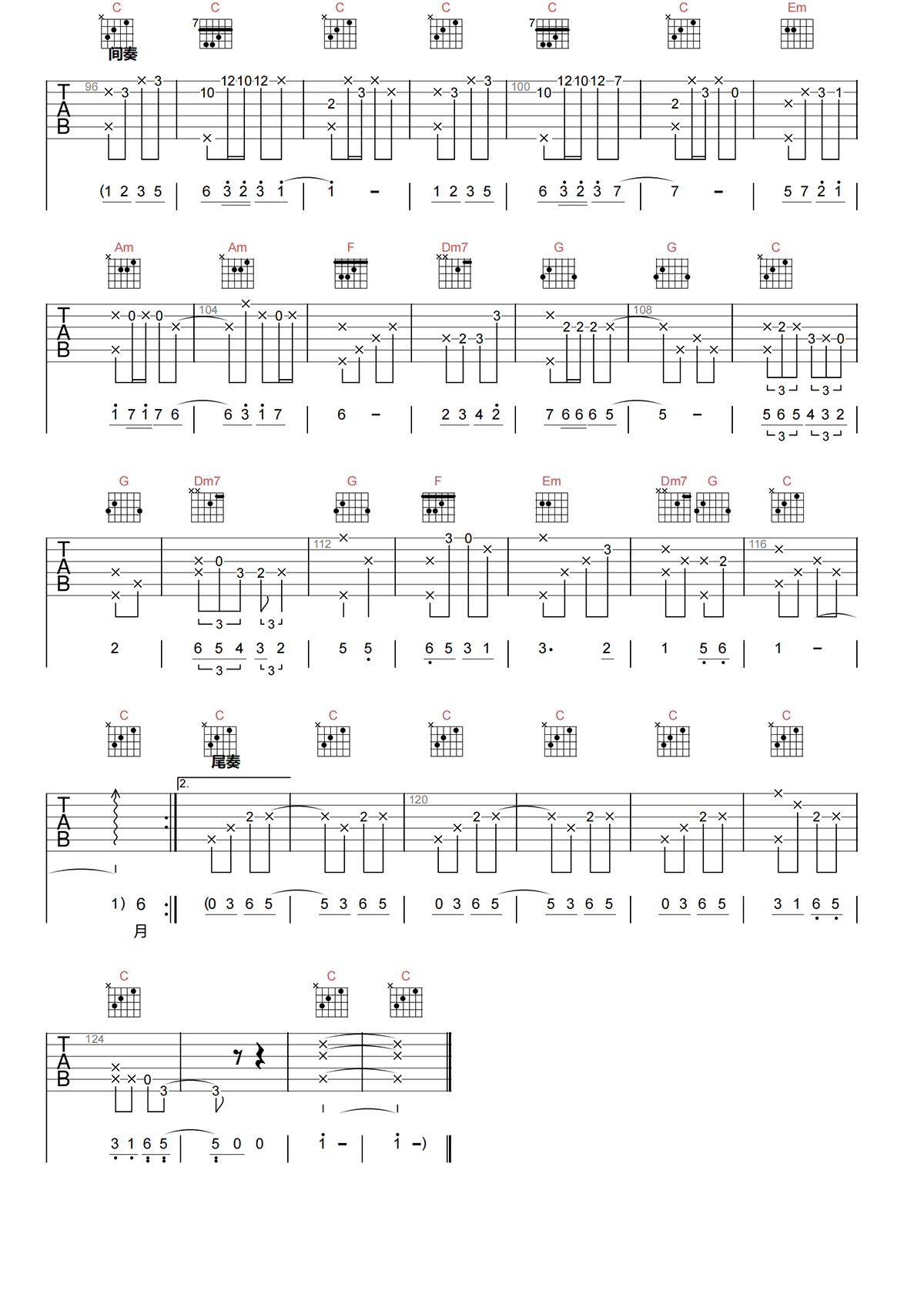 听妈妈讲那过去的事情吉他谱-黑鸭子-C调原版吉他谱简谱