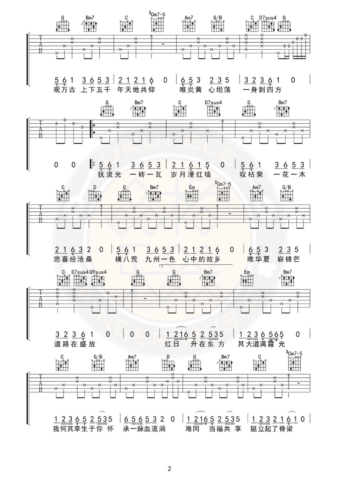 李玉刚《万疆》吉他谱-《万疆》G调原版指法弹唱谱简谱