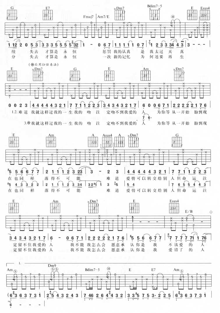 张信哲《从开始到现在》吉他谱-C调原版弹唱吉他谱简谱