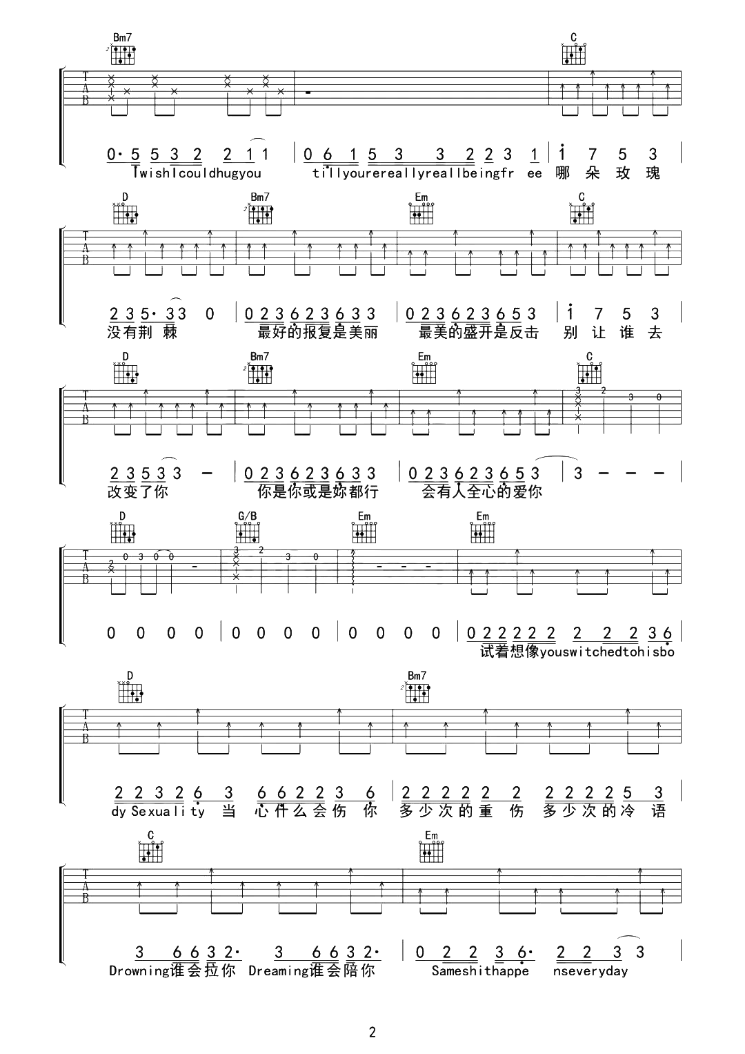 五月天《玫瑰少年》吉他谱-G调原版-附弹唱视频示范简谱