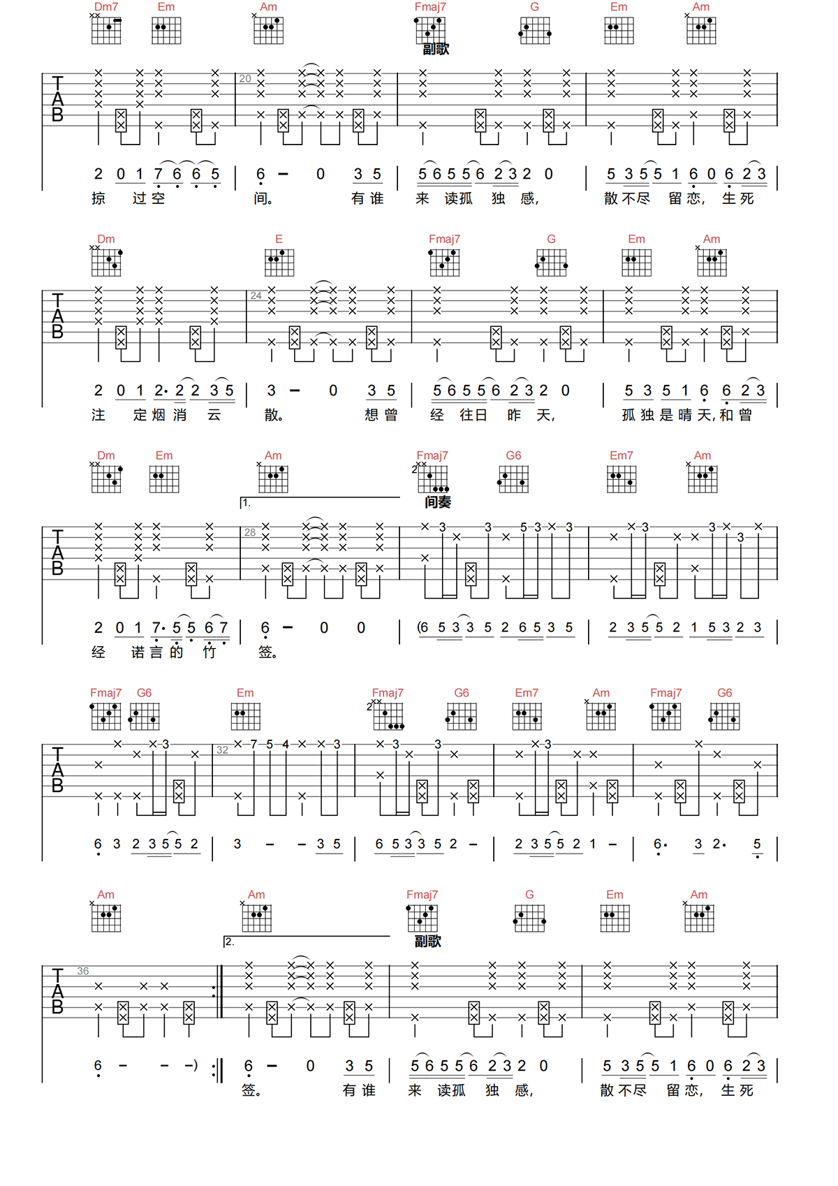 帝都吉他谱-萌萌哒天团-帝都C调吉他谱-原版弹唱谱简谱